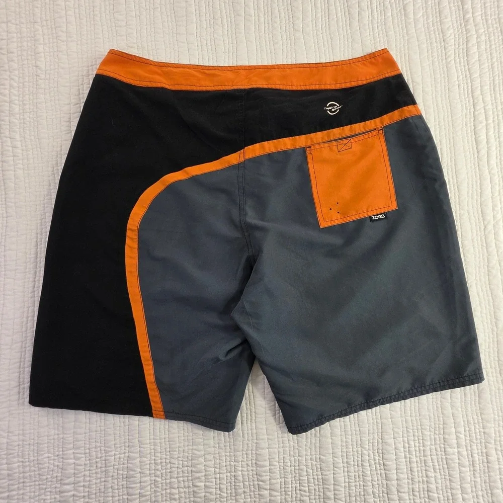 Zorbonaut Mens Board Shorts Swim Trunks Black Orange Grey Size XXL Surf Beach